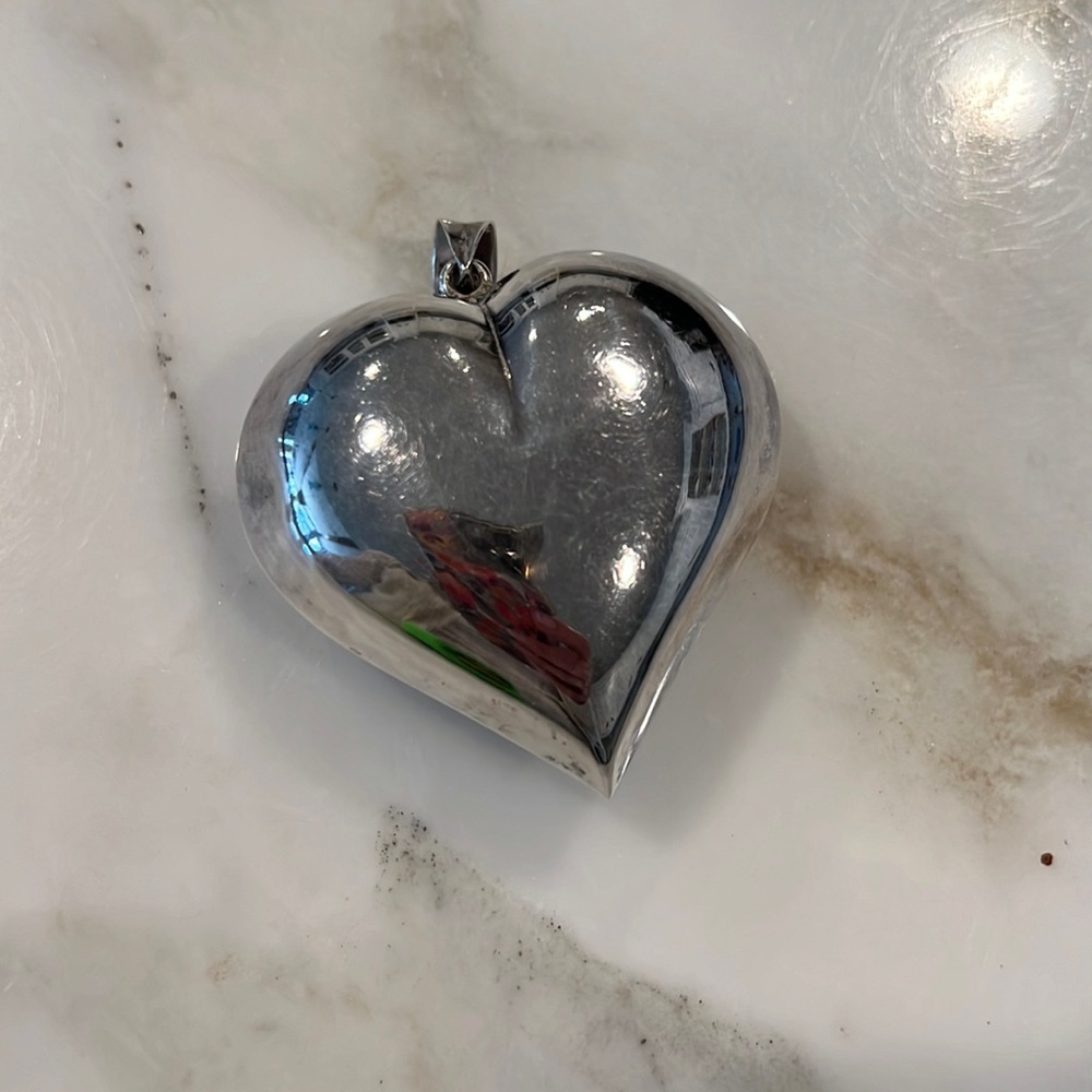 Sterling Silver Large Puffed Heart Charm